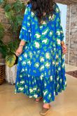 Riven Tiered Maxi Dress Mediterranean Blue